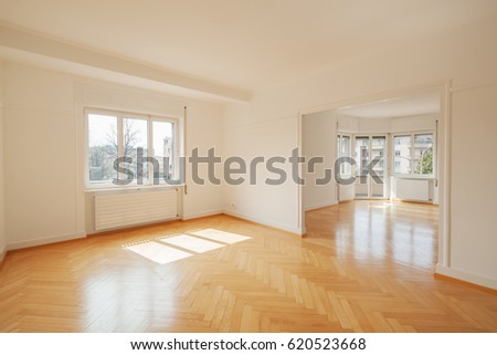 Empty Bedroom Three Windows Hardwood Floor Stock Photo 103749443 ...  Interior of a modern empty apartment with big windows