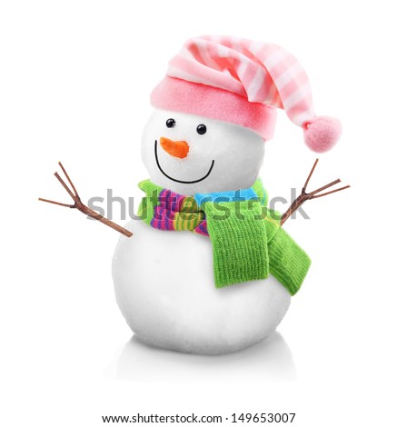 Snowman isolated on white background.