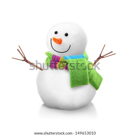 Snowman isolated on white background.