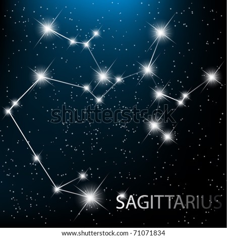 Sagittarius vector Zodiac sign bright stars in cosmos.