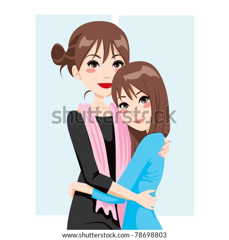 Adult mother and teenage daughter comforting together in family love hug