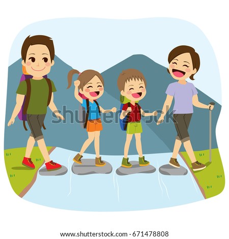 Cartoon Showing Happy Family Surfing On Stock Vector 54305272 ...