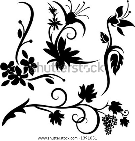 Floral Vine Grape Design Tattoo Stock Vector 11202289 - Shutterstock