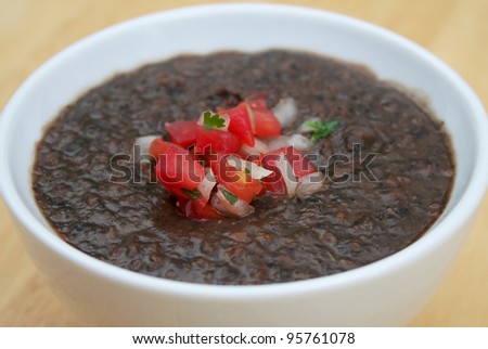 Delicious Black Bean Soup in a White Bowl