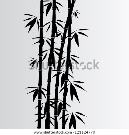 Gray background with black bamboo and lines