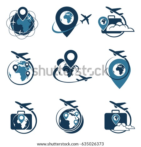 Travel Logo Set With Suitcase And Airplane Vector Illustration Travel Logo Set With Suitcase And Airplane Vector Illustration