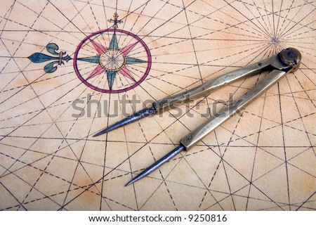 Ancient Brass Dividers On Nautical Chart Stock Photo 9250816 - Shutterstock