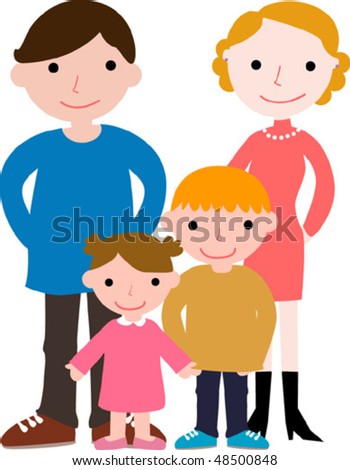 Cartoon Happy Family Father Mother Sister Stock Illustration 144428101 ...