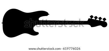 Silhouette Electric Bass Guitar Isolated On Vector de ...