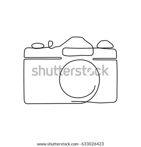 One Line Drawing Camera Black Image Stock Vector 633026423 - Shutterstock