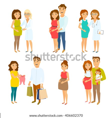 https://thumb1.shutterstock.com/display_pic_with_logo/572938/406602370/stock-vector-pregnant-couple-set-woman-her-husband-doctor-child-and-man-health-care-happy-families-406602370.jpg