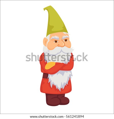 Gnomes Funny Thoughtful Angry Dwarf Fairy Stock Vector 561241930 ...