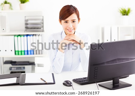 young business woman working in the office