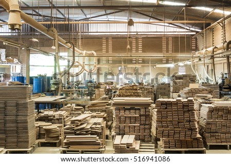 Stacked Wood Pine Timber Production Proces   sing Stock Photo 