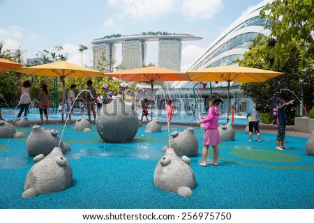 singapore january 27 2015 happy children playing on the playground with water attractions - Garden By The Bay Water Park singapore january 27 2015 happy children playing on the playground with water attractions - Garden By The Bay Water Park