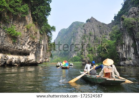 Van Long natural reserve in Ninh Binh, Vietnam