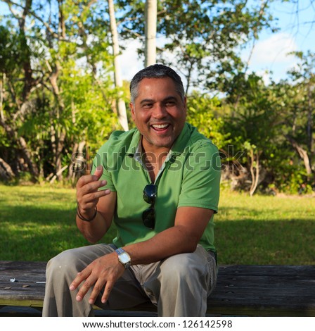 Handsome Middle Age Hispanic Man Casual Stock Photo 121080877 ...