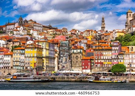 Porto Portugal Old Town Skyline Across Stock Photo ...