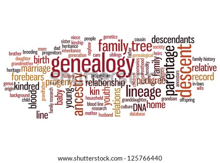 tag cloud containing words related genealogy stock illustration