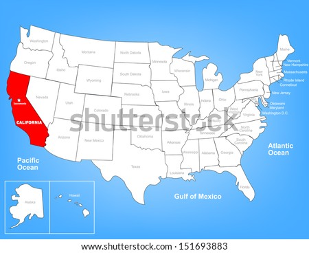 Map Of The United States Highlighting State California Illustrator 8 Map Of The United States Highlighting State California Illustrator 8