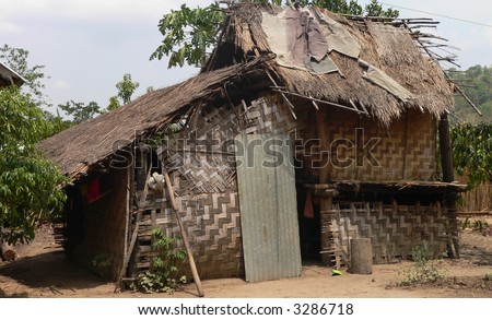 Slum house of the M'nong in Vietnam
