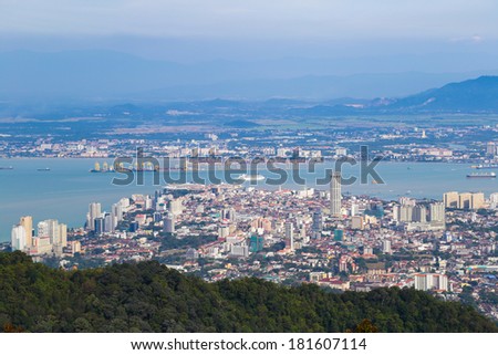 Birdeye view of Georgetown, capital of Penang Island, Malaysia from top ...