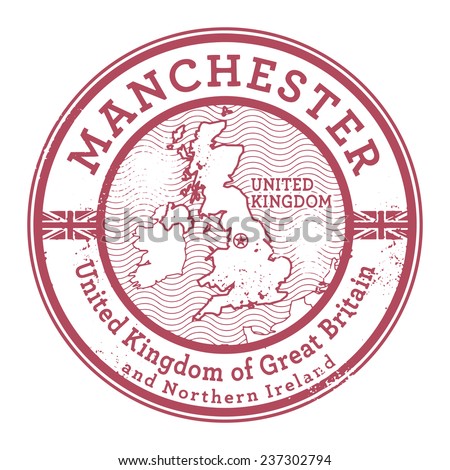 Grunge rubber stamp with words United Kingdom, Manchester inside ...