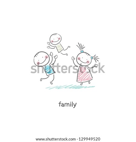 Happy family. Illustration.