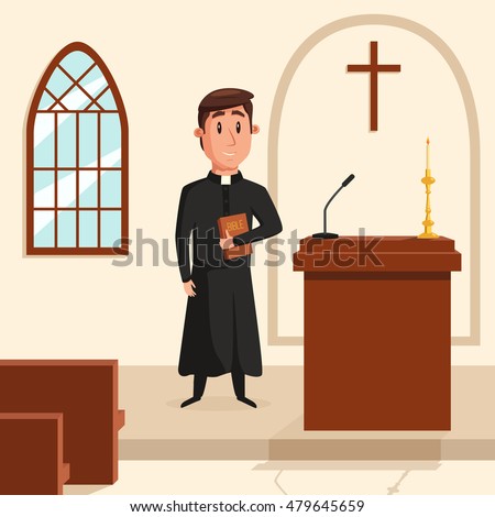 Christian Catholic Priest Preaching Church Holy Stock Vector 479645659 ...