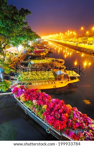 Ships at Saigon Flower Market at Tet, Vietnam