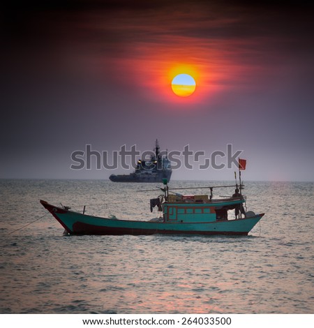 Small fishing boat in South China Sea, Vung Tau, Vietnam