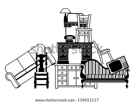 illustration of a pile of furniture could be used for home insurance related or house - Home Furniture Movers illustration of a pile of furniture could be used for home insurance related or house - Home Furniture Movers