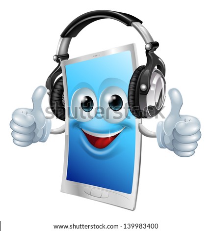 Mobile Phone Cartoon Man Dj Headphones Stock Vector 132335180 - Shutterstock