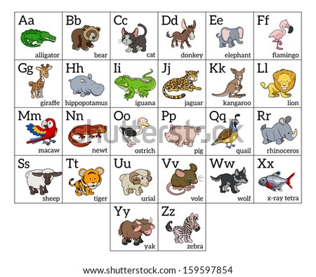 Cartoon Animal Alphabet Learning Chart Cartoon Stock Vector 152124965 ...