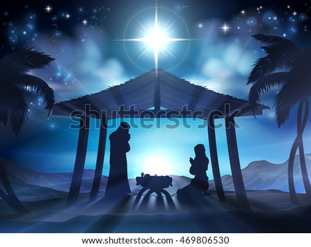 Christian Christmas Nativity Scene Baby Jesus Stock Illustration ...