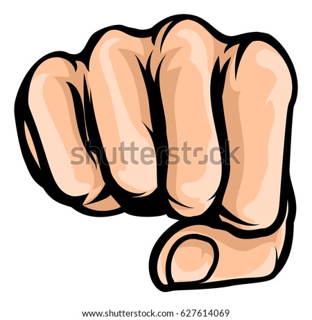 Fist Front Cartoon Pop Art Comicbook Stock Illustration 627614069