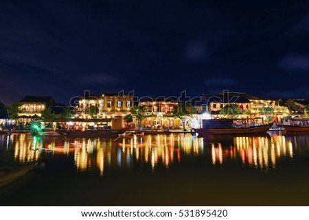 HOI AN, VIETNAM - NOVEMBER 24, 2016: Hoi An ancient town. Hoi An is a popular tourist destination of Asia. How An is recognized as a World Heritage Site by UNESCO.