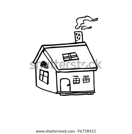 Outlines Houses Trees Vector Stock Vector 6492457 - Shutterstock