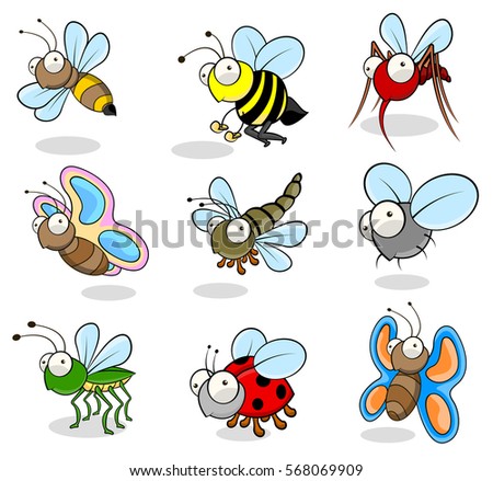 Small Insects Cartoon Drawings Stock Vector 568069909 - Shutterstock