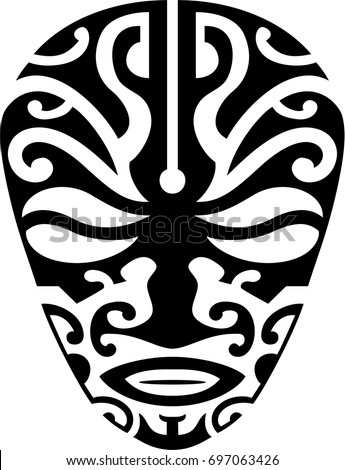 Maori Mask Tattoo Design Stock Vector 697063426 - Shutterstock