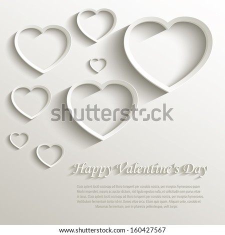 vector heart happy Valentine day love paper 3D natural