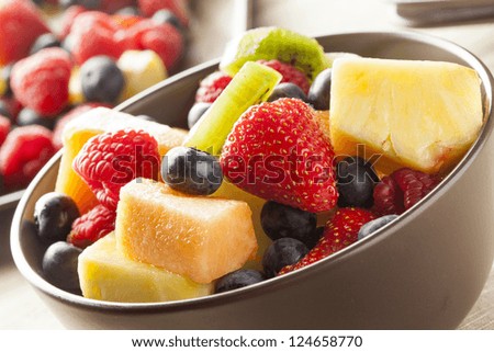 Fresh Organic Fruit Salad on a plate - stock photo