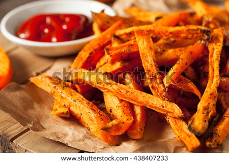 Healthy Homemade Baked Sweet Potato Fries with Ketchup