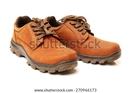 Brown leather man's shoes isolated on white background