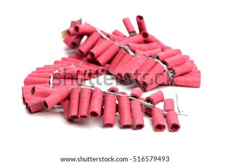 Red Firecrackers on white background