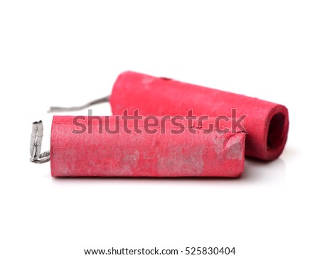 Red Firecrackers on white background