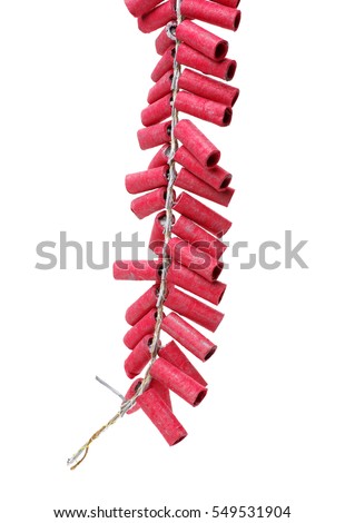 Red Firecrackers on white background