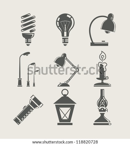 light bulb and lighting appliance. set icon vector illustration