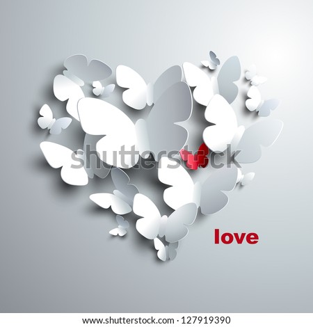 Valentine's Heart of butterflies - stock vector