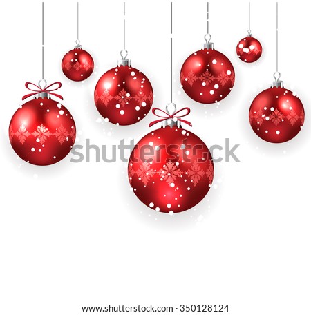Christmas decoration with red Christmas balls isolated on white